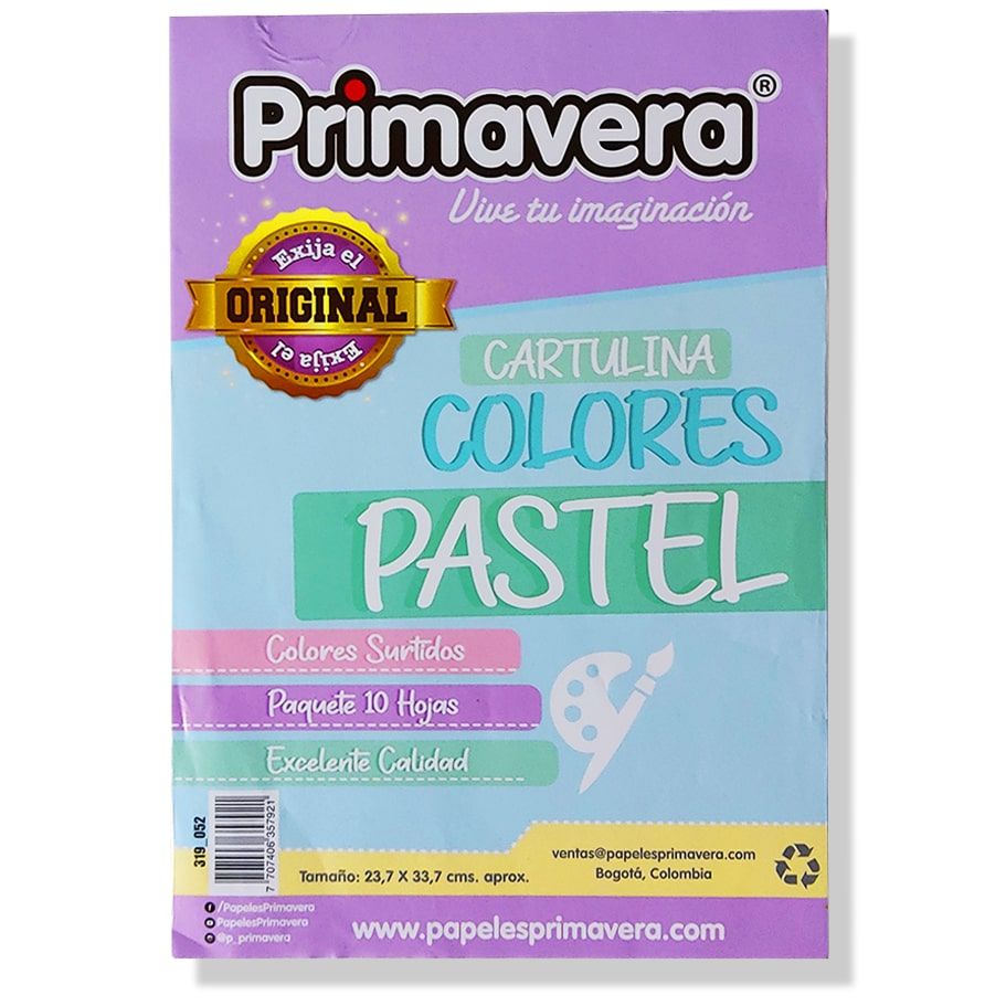 Cartulina Colores Pastel 1/8 x 10-Primavera