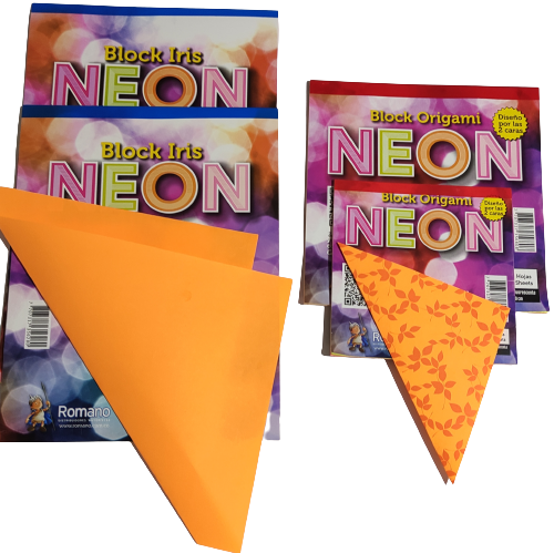 Block Iris Origami Neón 20 cm X 25 Hojas_ Romano - Imagen 2