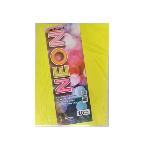 Cartulina Iris Neon 1/8 *10 Colores Surtidos - ROMANO